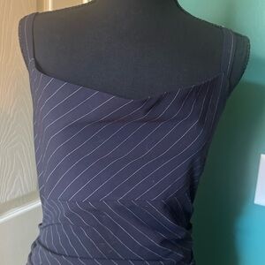 Diane Von Furstenberg Midnight Blue Pinstripe Midi Dress